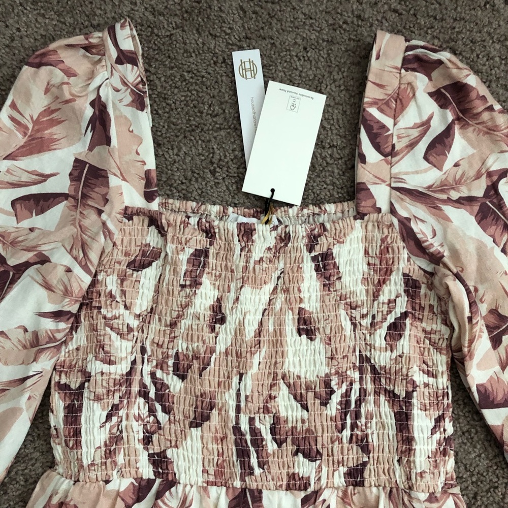House of Harlow 1960 Womens Linen Midi Dress Banana Leaf - Picture 7 of 14